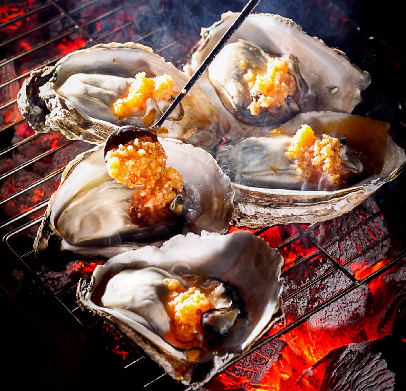 Grilled oysters dish